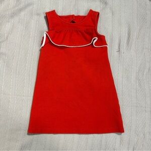 Janie and Jack red dress with adorable white trim, back bow, size 4, little girl